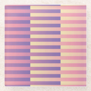 Pink Purple Yellow Striped Pattern Glass Coaster