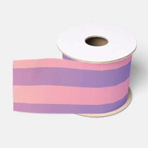 Pink Purple Yellow Striped Pattern Grosgrain Ribbon