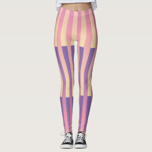 Pink Purple Yellow Striped Pattern Leggings