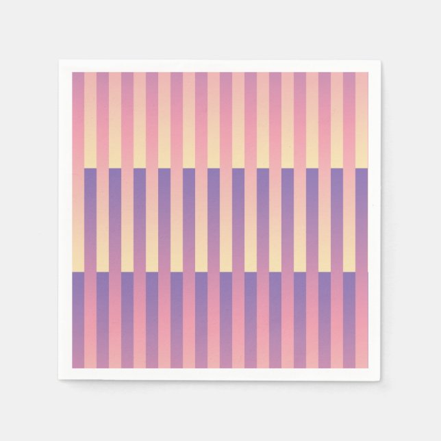 Pink Purple Yellow Striped Pattern  Napkin (Front)