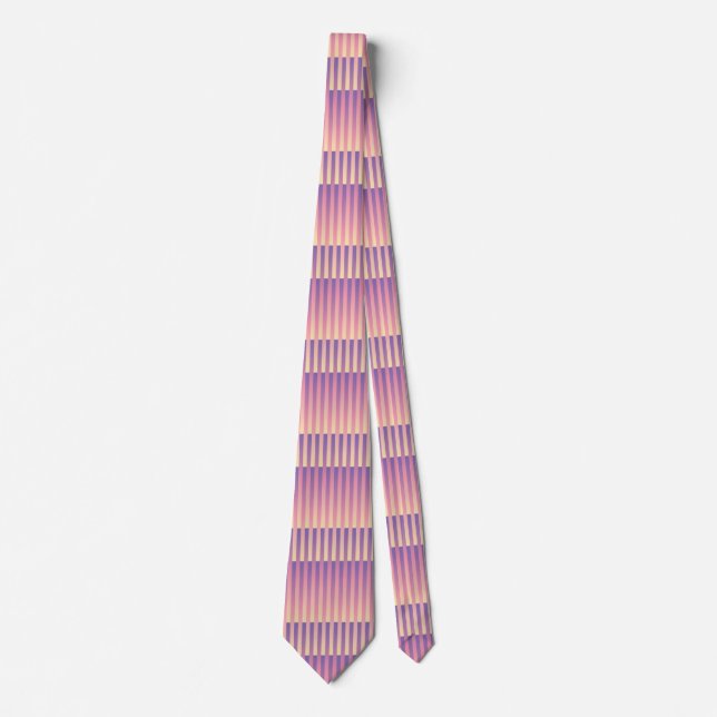 Pink Purple Yellow Striped Pattern  Tie (Front)