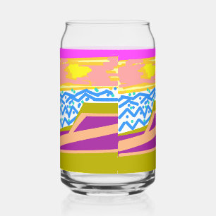 Pink Purple Yellow Sunset Boat Blue Waves Can Glass