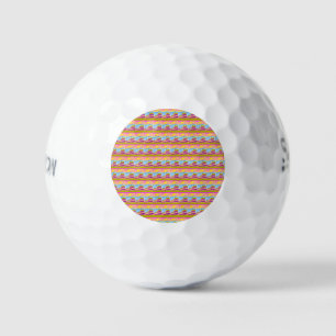 Pink Purple Yellow Sunset Boat Blue Waves Golf Balls