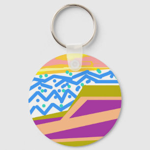 Pink Purple Yellow Sunset Yacht Key Ring