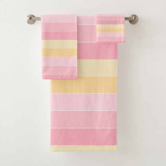 Pink Purple Yellow White Trendy Elegant Template Bath Towel Set (Insitu)
