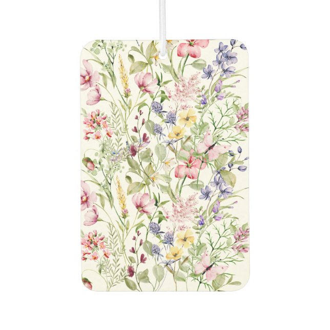Pink Purple Yellow Wildflowers Floral Car Air Freshener (Front)