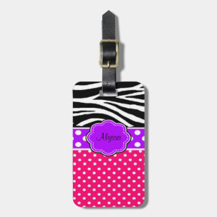 Pink Purple Zebra Print Personalised Luggage Tag