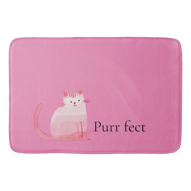 Pink Purrfect Cat  Bath Mat (Front)