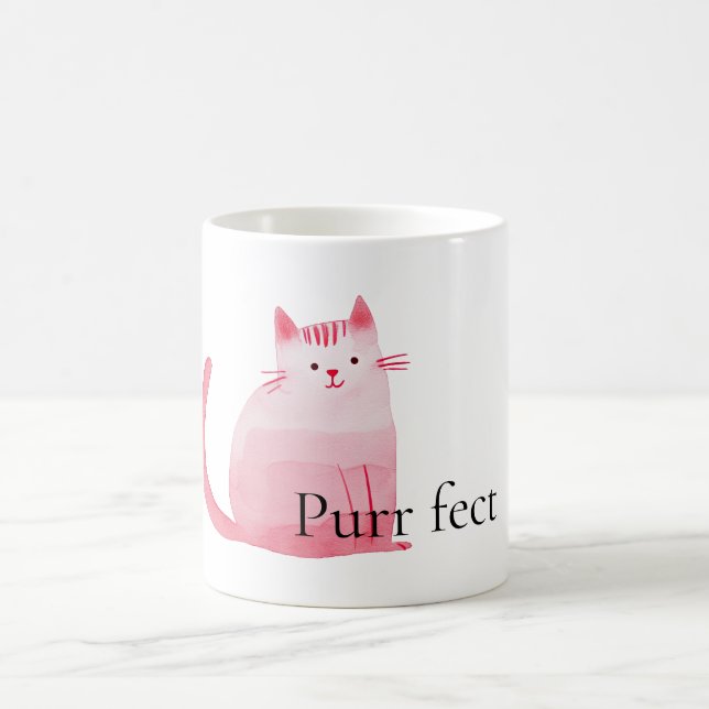 Pink Purrfect Cat  Coffee Mug (Center)