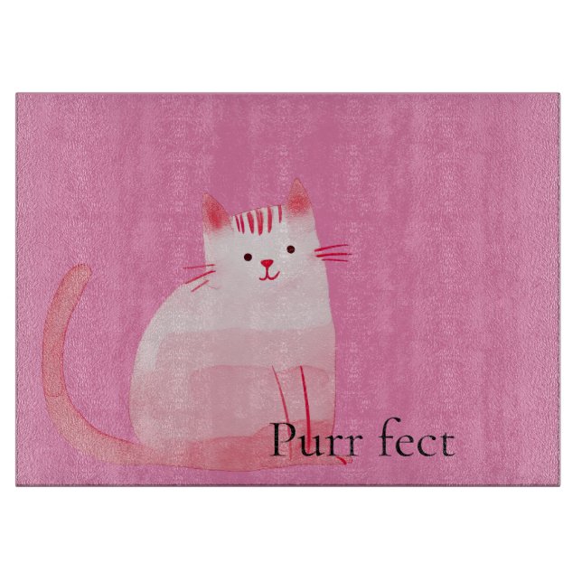 Pink Purrfect Cat  Cutting Board (Front)