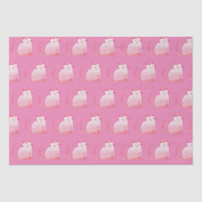 Pink Purrfect Cat  Tissue Paper (Front)