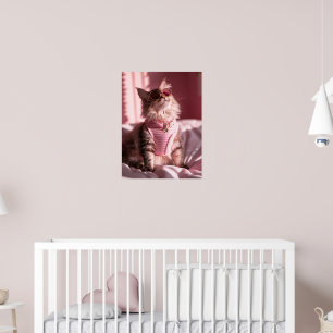 Pink Purrfection: Chic Cat in Style Poster