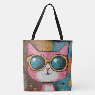 Pink Purrfection Retro Tote Bag