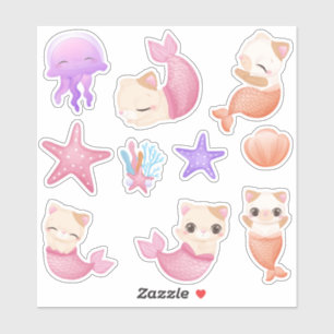 Pink purrmaid cat mermaid girl