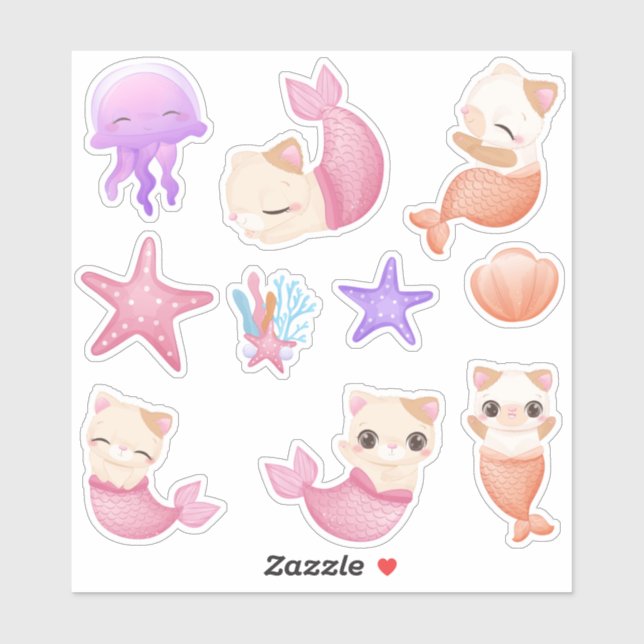 Pink purrmaid cat mermaid girl  (Sheet)