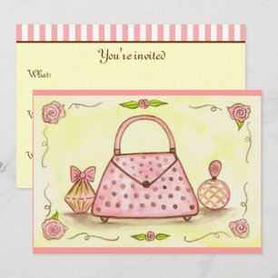 Pink Purse Birthday Shower Party Invitations