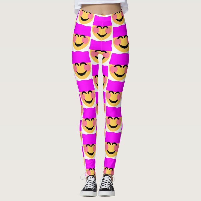 pink pussy hat emoji leggings (Front)