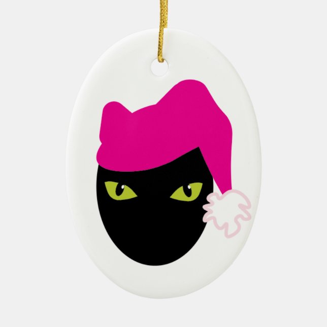Pink Pussycat Ceramic Tree Decoration (Front)