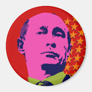 Pink Putin Pop Art Portrait Magnet