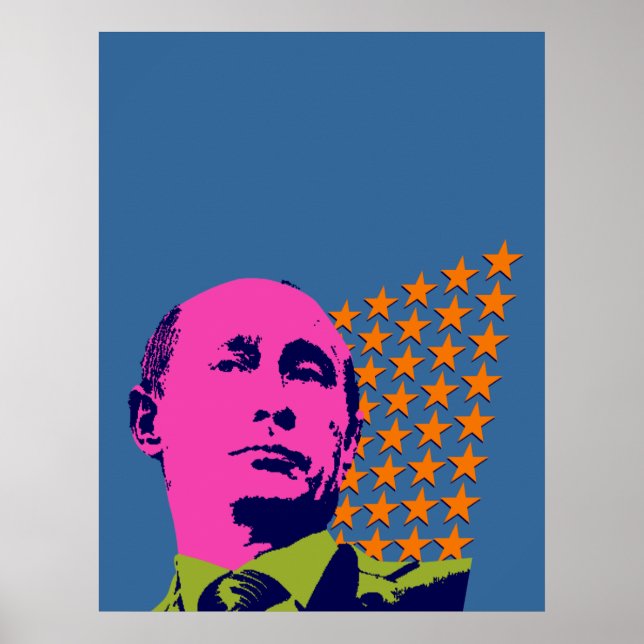 Pink Putin Pop Art Portrait Poster (Front)