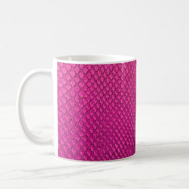 Pink python snake skin texture coffee mug (Left)