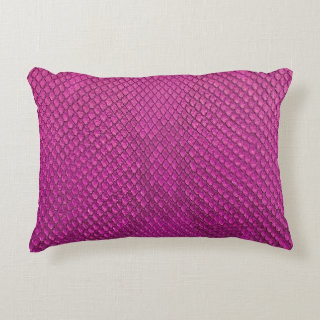 Pink Python: Snake Skin Texture. Decorative Cushion (Front)