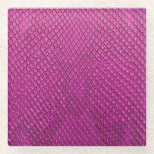 Pink Python: Snake Skin Texture. Glass Coaster