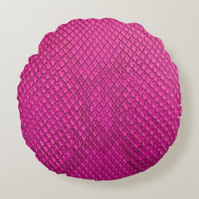 Pink python snake skin texture round cushion (Front)