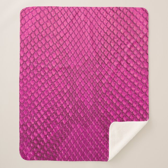 Pink python snake skin texture sherpa blanket (Front)