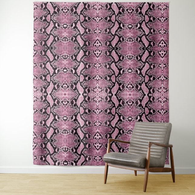 Pink Python Snakeskin Backdrop Tapestry (In Situ)