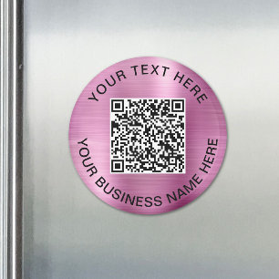 Pink QR Code Business Promotional Magnet