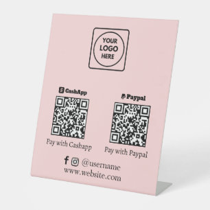 Pink QR Code   Cash App PayPal Scan to Pay Logo Pedestal Sign