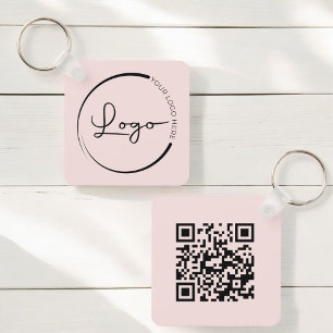 Pink QR Code Company Business Logo Promotional Key Ring