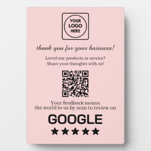 Pink QR Code   Google Business Rating Display Plaque