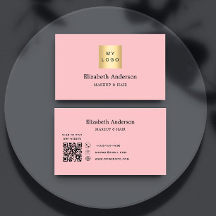 Pink QR code logo Business Card