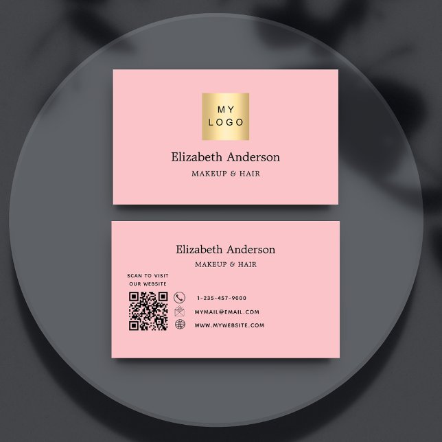Pink QR code logo Business Card (Creator Uploaded)