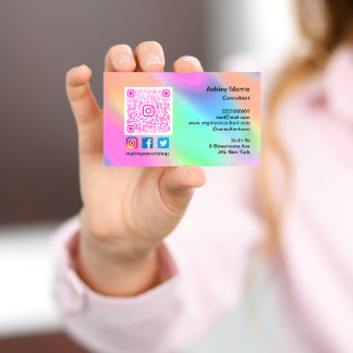 Pink QR Code Logo Social Media Online Shop Business Card