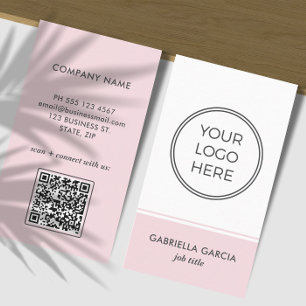 Pink QR Code Simple Logo Business Card