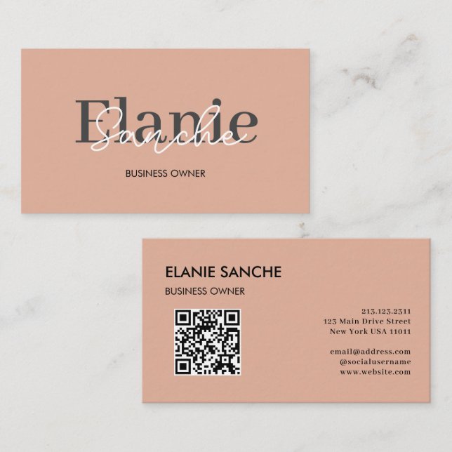 Pink QR Code Trendy Elegant Modern Business Card (Front/Back)