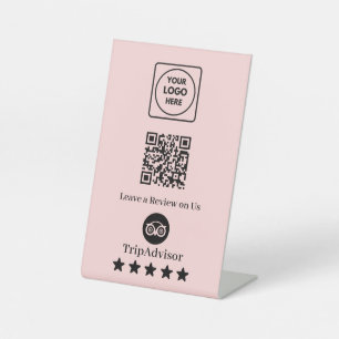 Pink QR Code Tripadvisor Business Review Display Pedestal Sign
