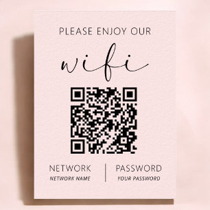 Pink QR Code White Please Enjoy Our Wifi Poster
