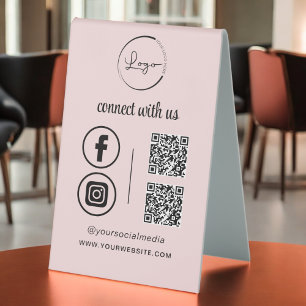 Pink QR Connect With Us Business Logo Social Media