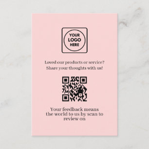 Pink QR Customer Feedback & Review Link Enclosure Card