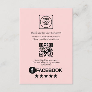 Pink QR   Facebook Business Rating Link Enclosure Card