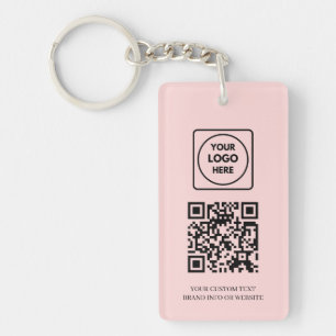 Pink QR   Professional Business Logo Design Key Ring