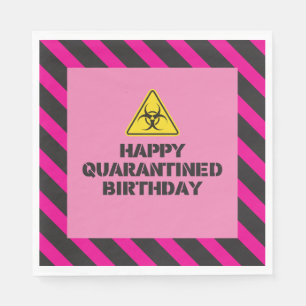 Pink Quarantine Birthday party napkins