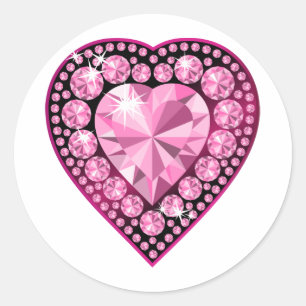 Pink Quartz Gem Heart Classic Round Sticker