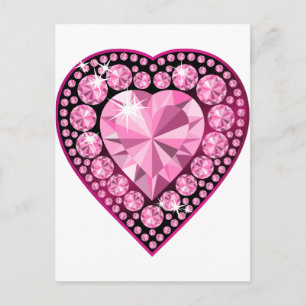 Pink Quartz Gem Heart Postcard