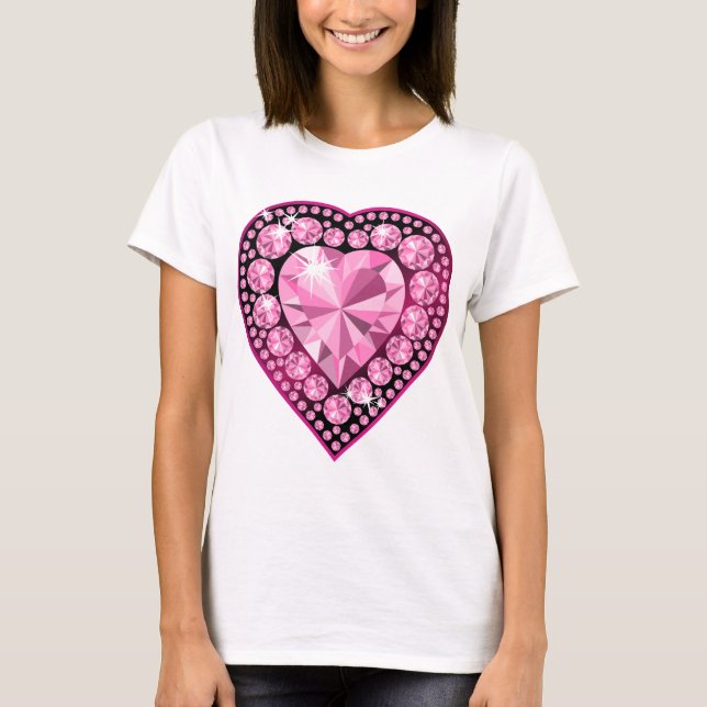Pink Quartz Gem Heart T-Shirt (Front)