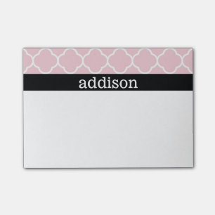 Pink Quatrefoil - Personalise Post-it Notes